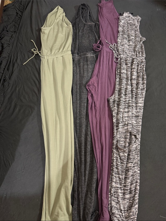 Pants - Women's Sleeveless Drawstring Jumpsuit - Olive, Charcoal, Plum, Space Dye